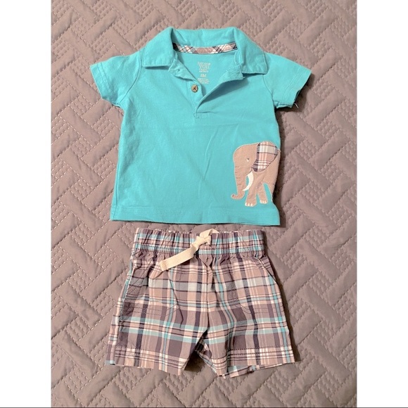 🔴Carter’s Elephant Shorts & Polo Outfit - Picture 3 of 5